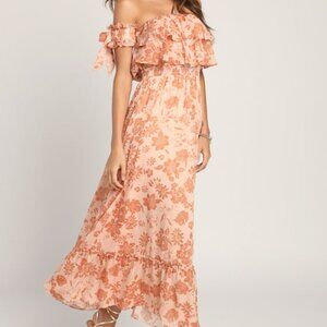 Lulus Love And Blooms Blush Floral Print Off-the-shoulder Dress Pink - Size M